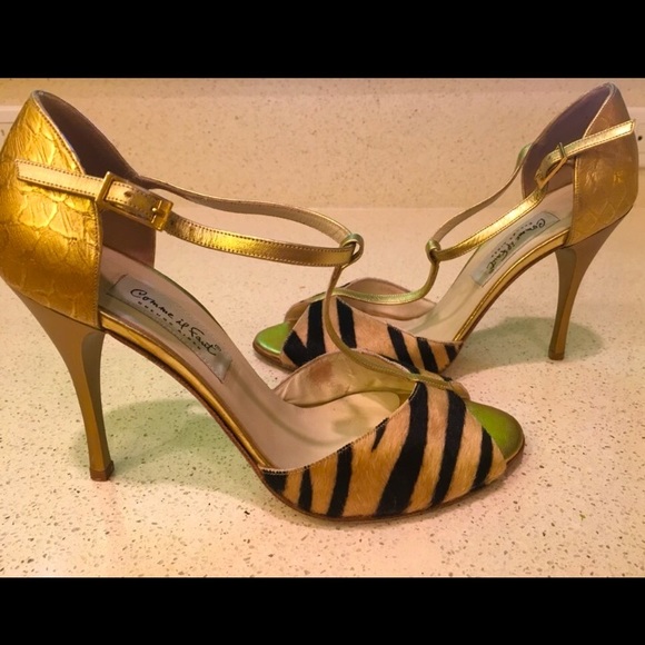 Comme iI Faut Argentine Tango Zebra Gold Gatsby Dance pARTy Stunning Stilettos - Picture 10 of 14